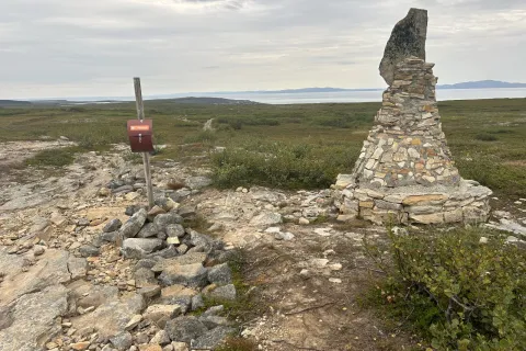 The Finngubben cairn on the mountain above Vadsø