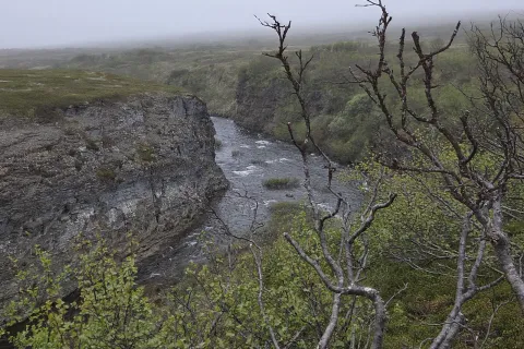 River in a mist-filled gorge at Klipa, Krampenes