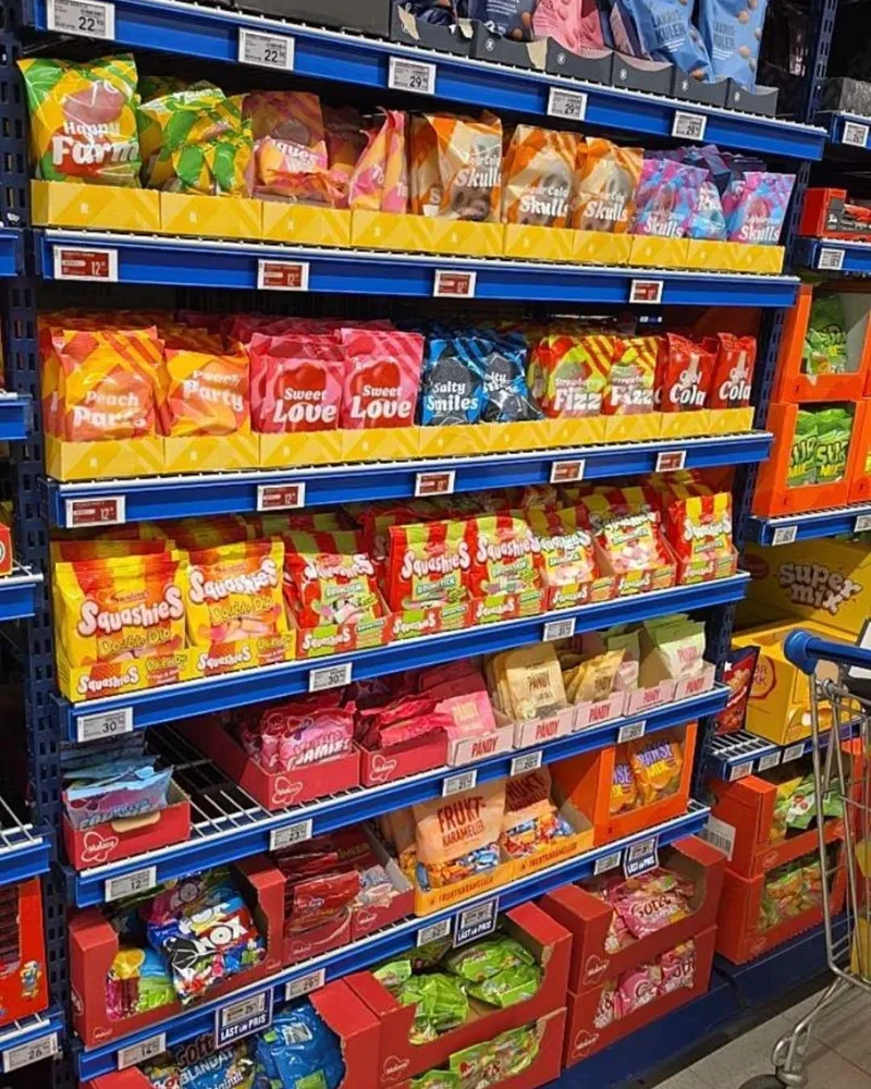 The sweets selection at Rema 1000 Veisletta